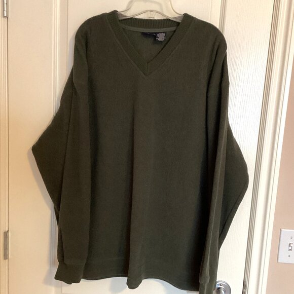 Cherokee Men's V-Neck Fleece Sweatshirt Green Pull Over Sweater Comfy Outdoor - Picture 1 of 5